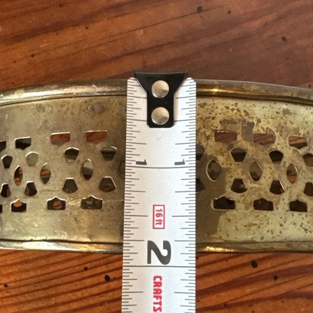 Vintage Brass Oval  Tray/Basket With Handles 7.5” x 4.5” x 1.75”